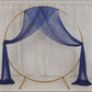Navy blue sheer backdrop drape for wedding arch and ceiling decor.