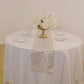 5 Pack White Mesh Organza Floral Disposable Table Runners with Gold Foil Leaf Vines - 11"x108"