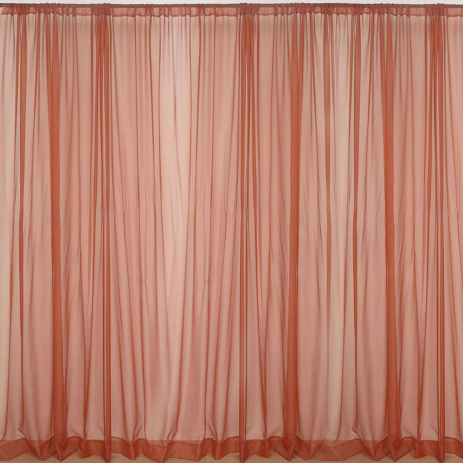 Terracotta chiffon backdrop drape curtains for events. #whtbkgd