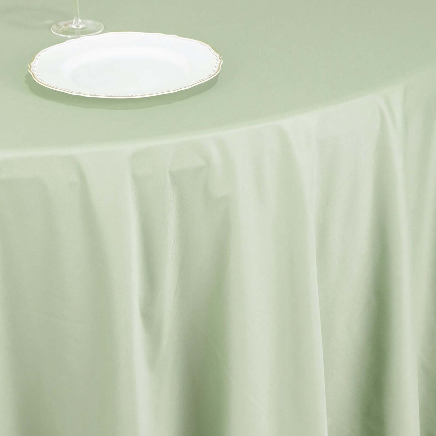 120" Sage Green Scuba Wrinkle Free Round Tablecloth, Seamless Scuba Polyester Tablecloth