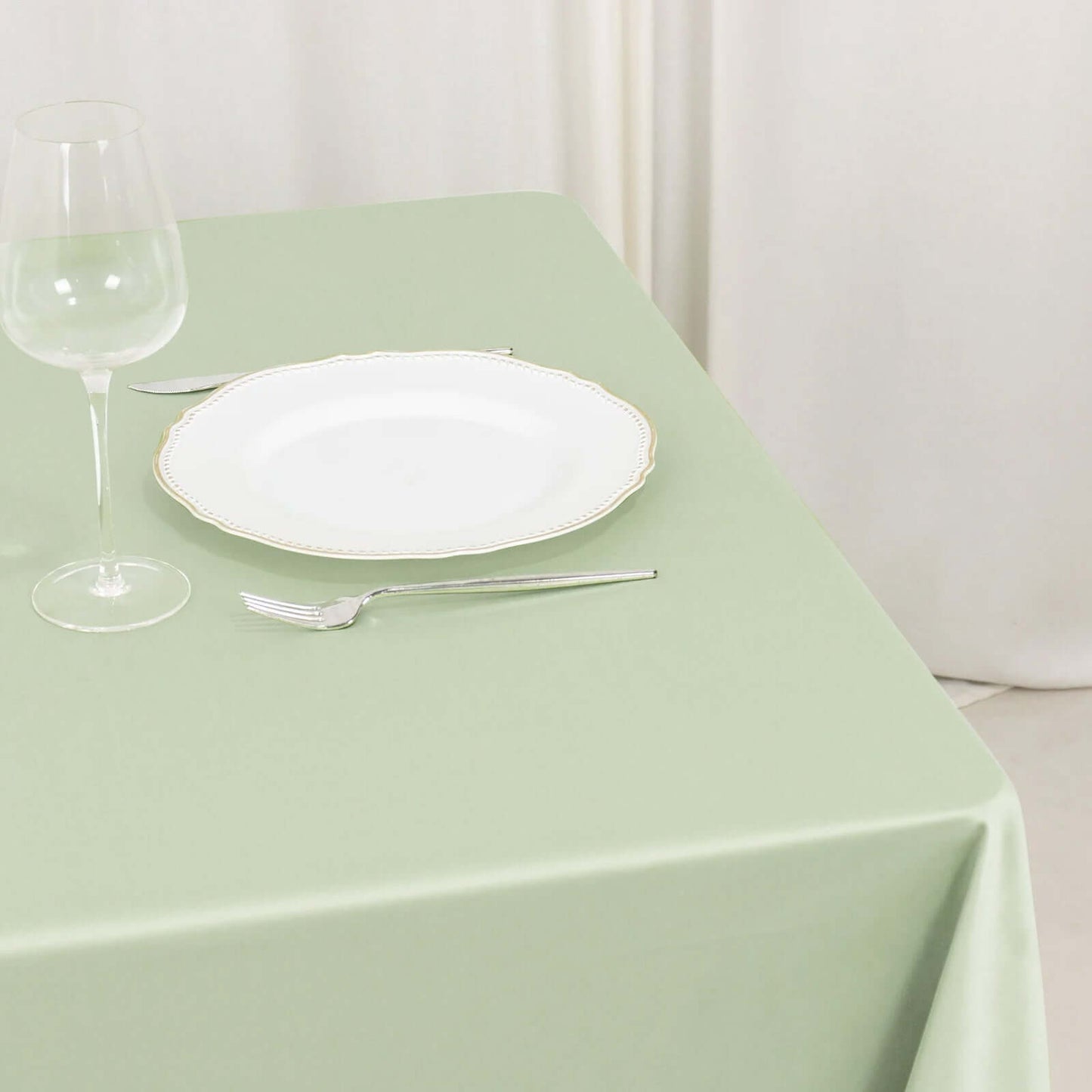 70" Sage Green Scuba Wrinkle Free Square Tablecloth, Scuba Polyester Tablecloth