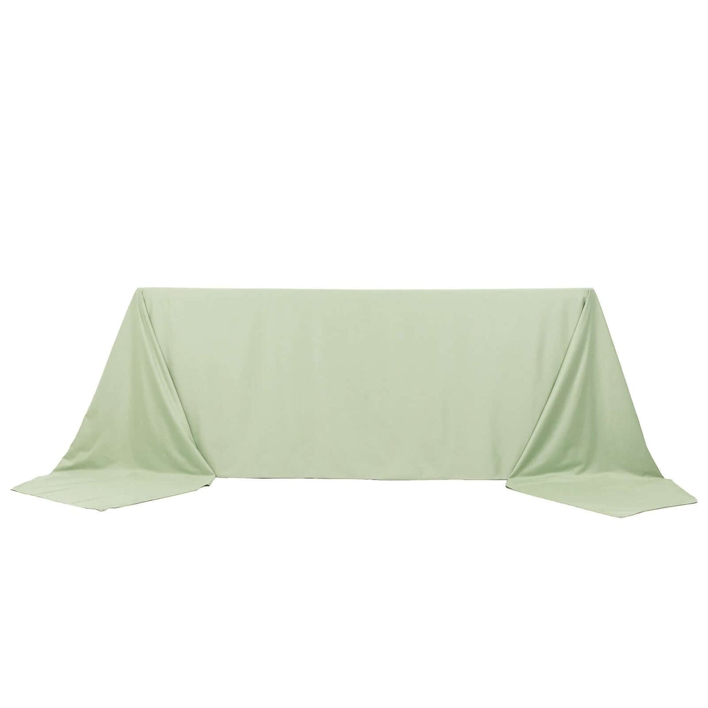 90"x156" Sage Green Scuba Wrinkle Free Rectangular Tablecloth, Seamless Scuba Polyester Tablecloth