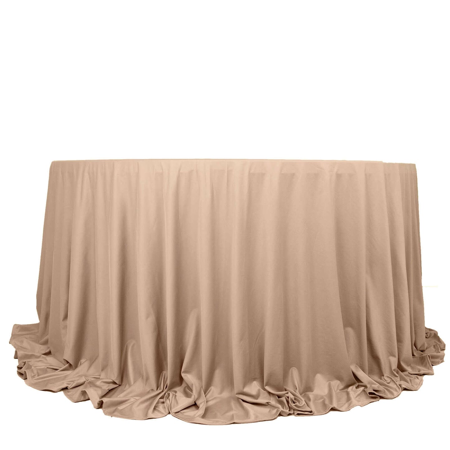 132" Nude Scuba Wrinkle Free Round Tablecloth, Seamless Scuba Polyester Tablecloth