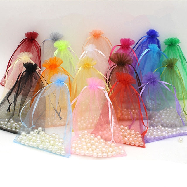 10 Pack | 3x4inch Black Organza Drawstring Wedding Party Favor Gift Bags