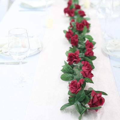 Elegant Design of the Burgundy Silk Rose Garland
