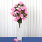25" Long Stem Pink Artificial Silk Rose Bud Flowers in a vase.