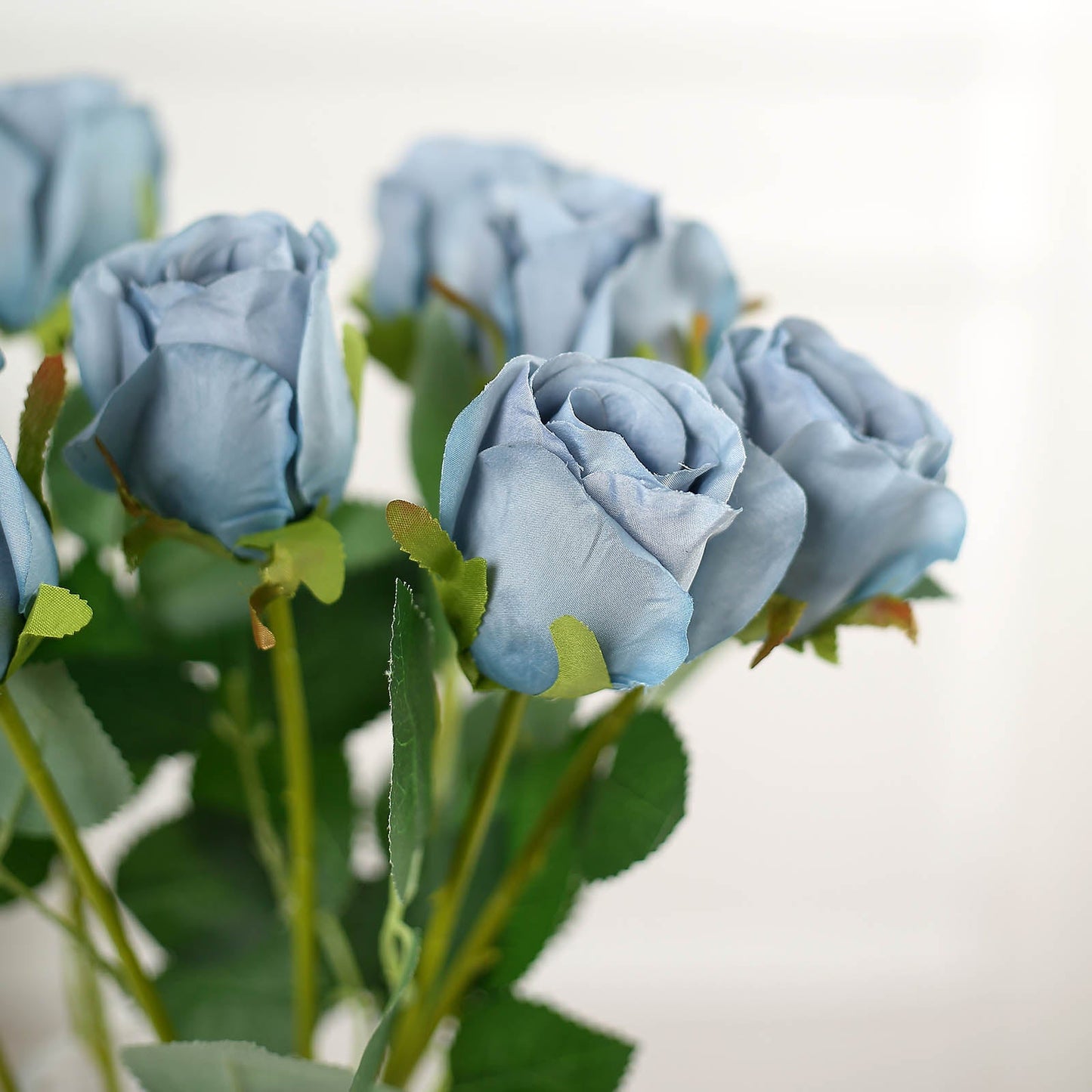 31inch | 24pcs Dusty Blue Long Stem Artificial Silk Roses Flowers#whtbkgd