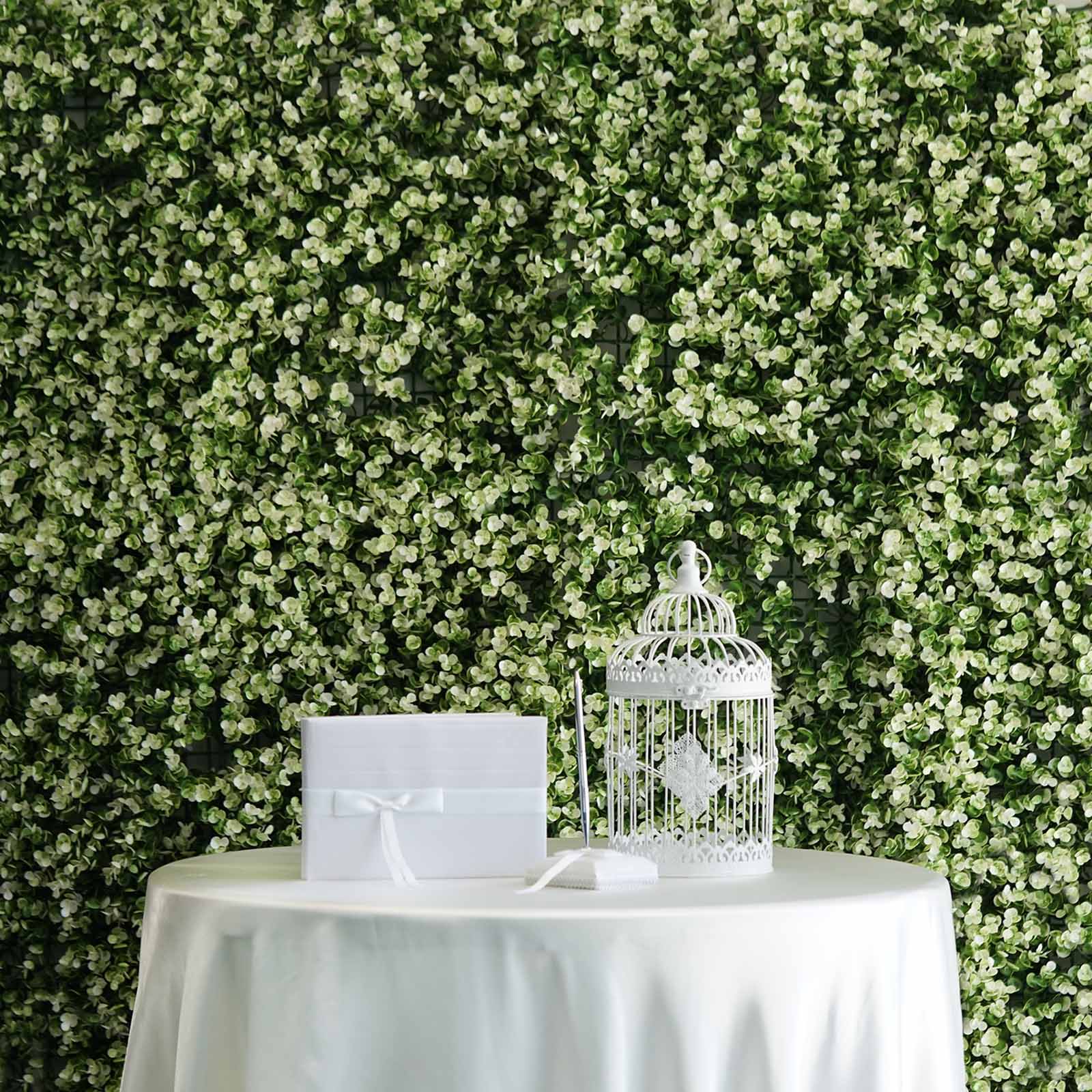 11 Sq ft. | White Tip Green Boxwood Hedge Genlisea Garden Wall Backdrop Mat