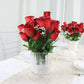 12 Bushes | Red, Black Artificial Premium Silk Flower Rose Bud Bouquets