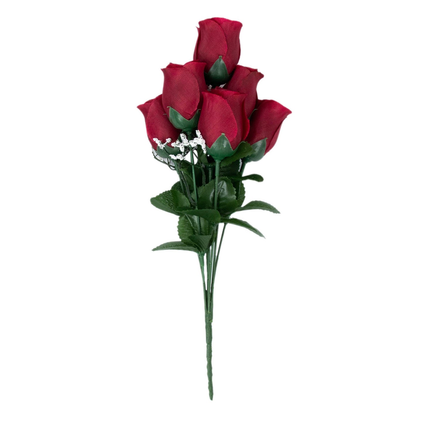 Artificial Burgundy Rose Bud Flower Premium Silk Bouquets 12 Bushes