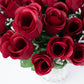 12 Bushes Of Burgundy Rose Bud Flower Bouquets Artificial Premium Silk#whtbkgd