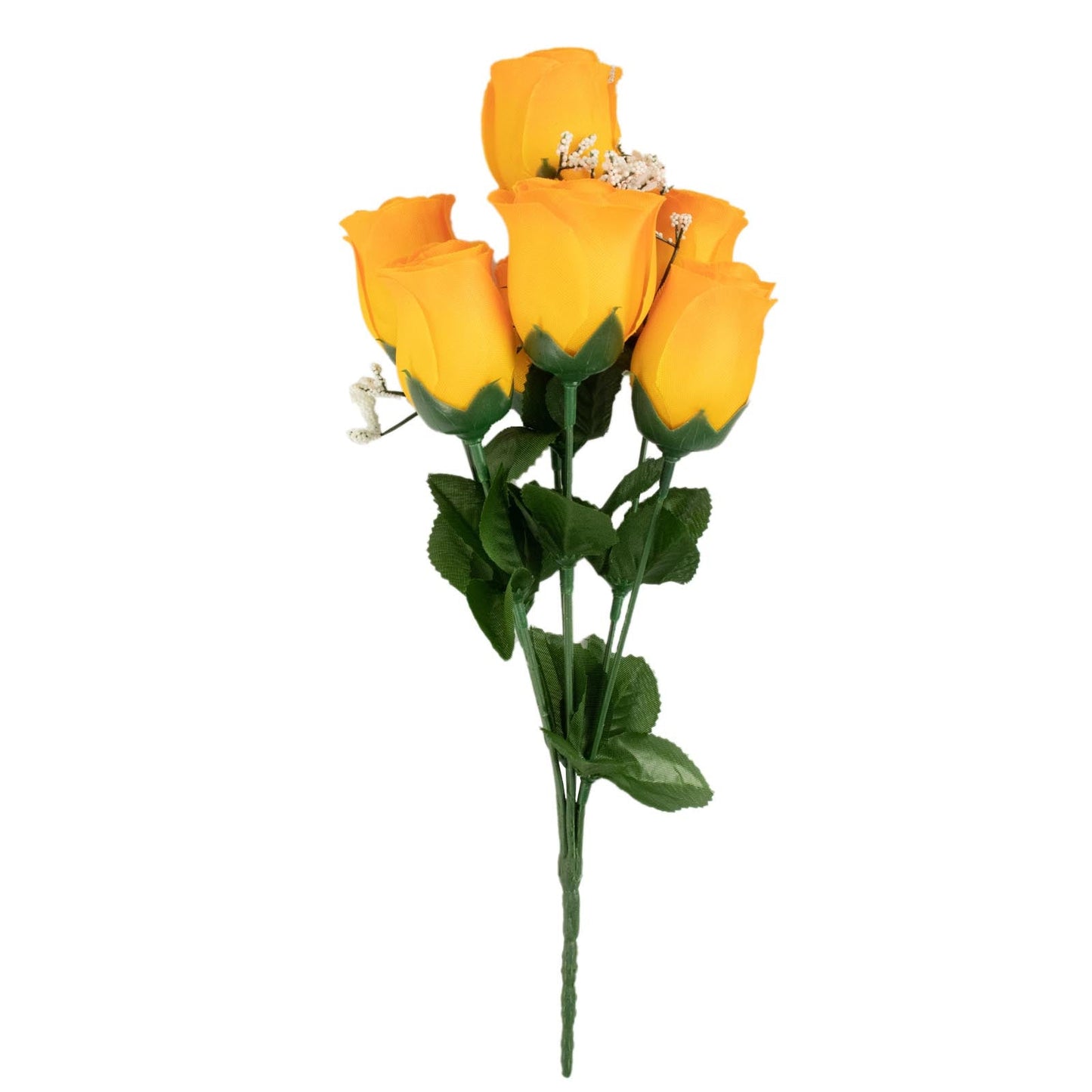 Artificial Premium Silk Flower Orange Rose Bud Bouquets 12 Bushes