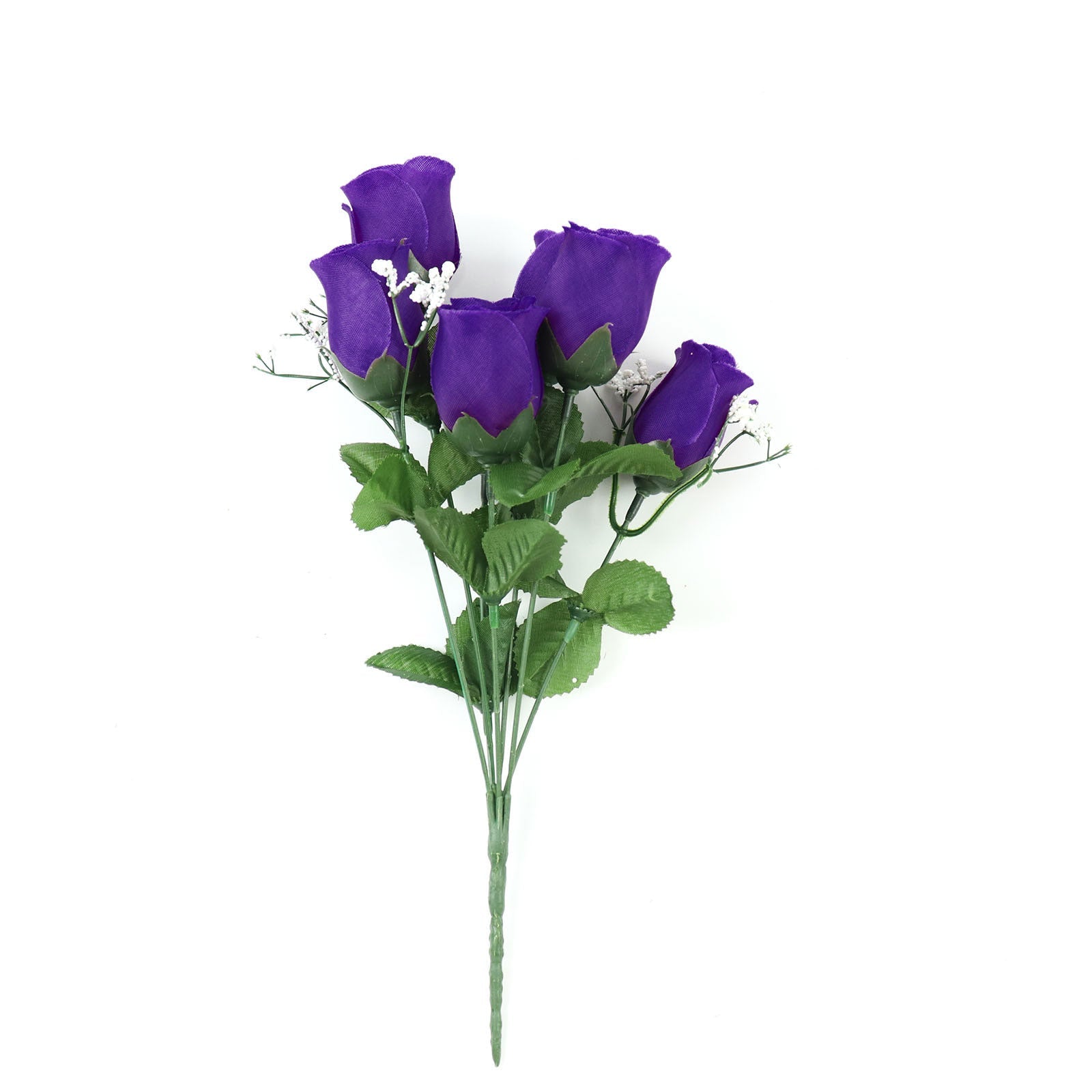 Purple Premium Silk Flowers Rose Bud Artificial Bouquets 12 Bushes