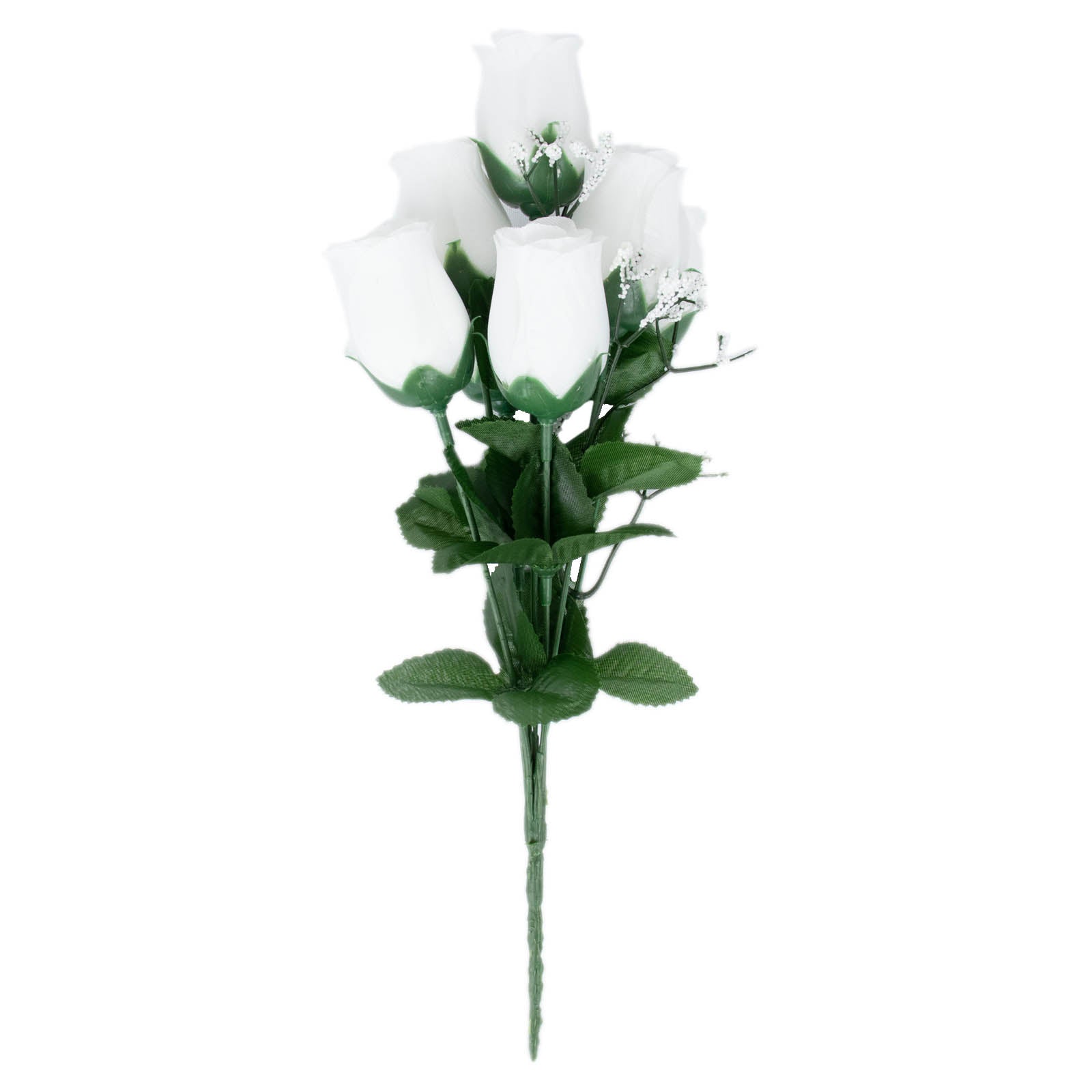 12 Bushes White Premium Silk Rose Bud Bouquets | TCFLinen