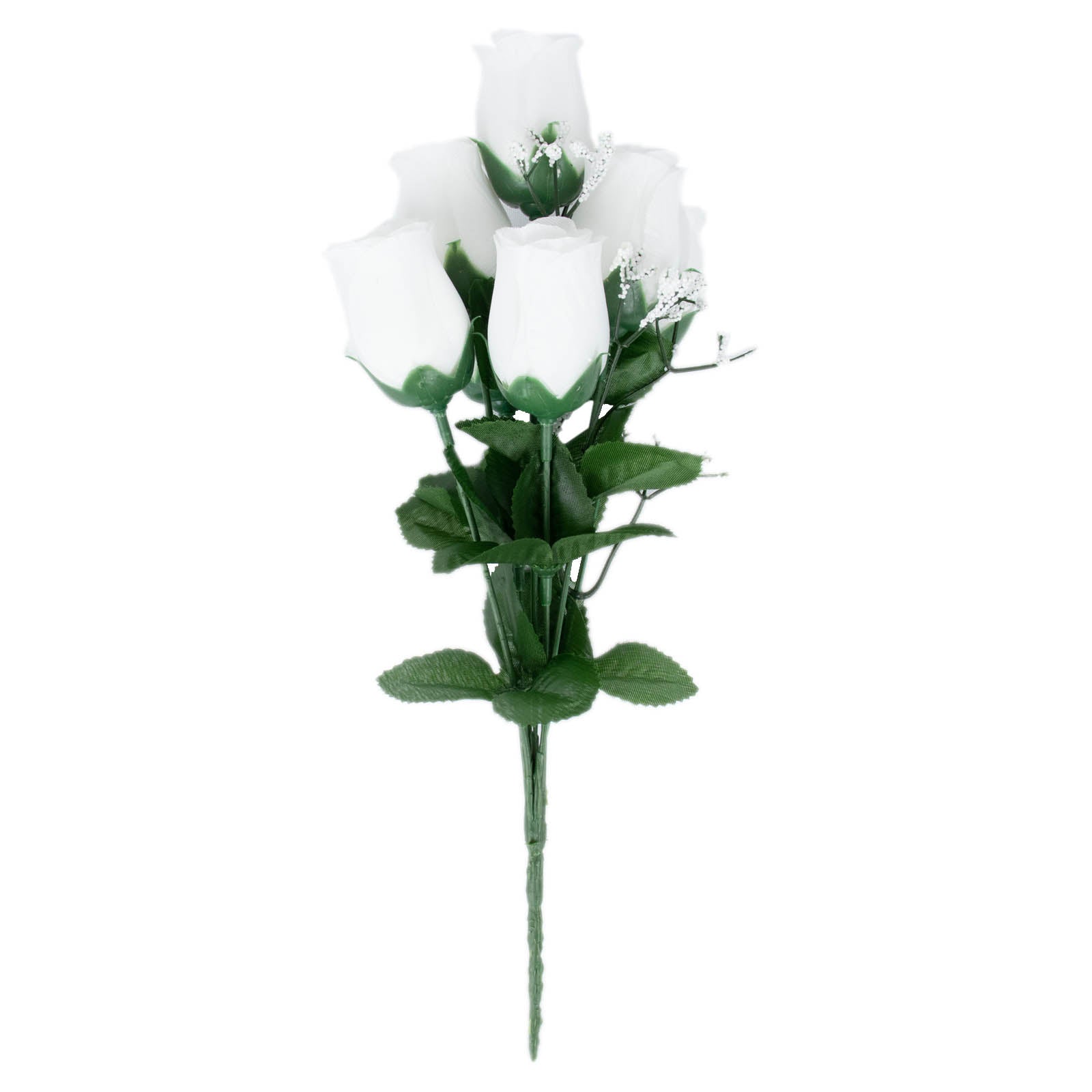 Artificial White Rose Bud Flower Premium Silk Bouquets 12 Bushes