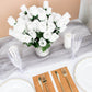 12 Bushes | White Artificial Premium Silk Flower Rose Bud Bouquets