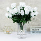 12 Bushes Of White Flower Rose Bud Artificial Premium Silk Bouquets