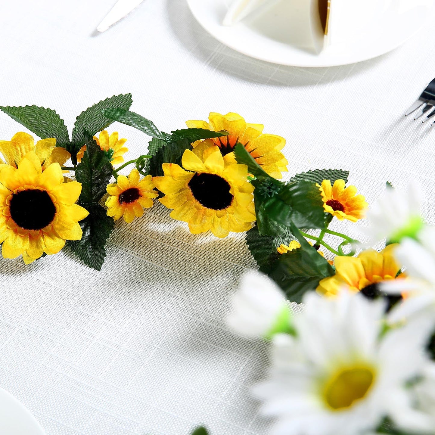 Silk Artificial Sunflower Vine Chain Table Garland 6.5 Feet