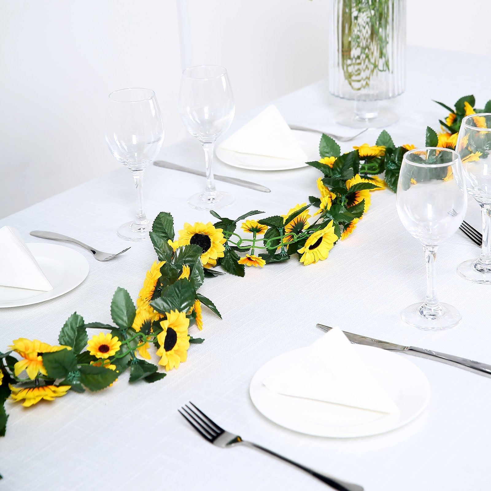 6.5ft | Artificial Silk Sunflower Table Garland, Flower Vine Chain