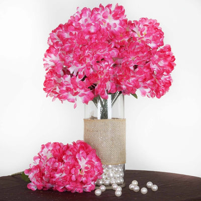 Vibrant Elegance with Fuchsia Artificial Silk Chrysanthemums