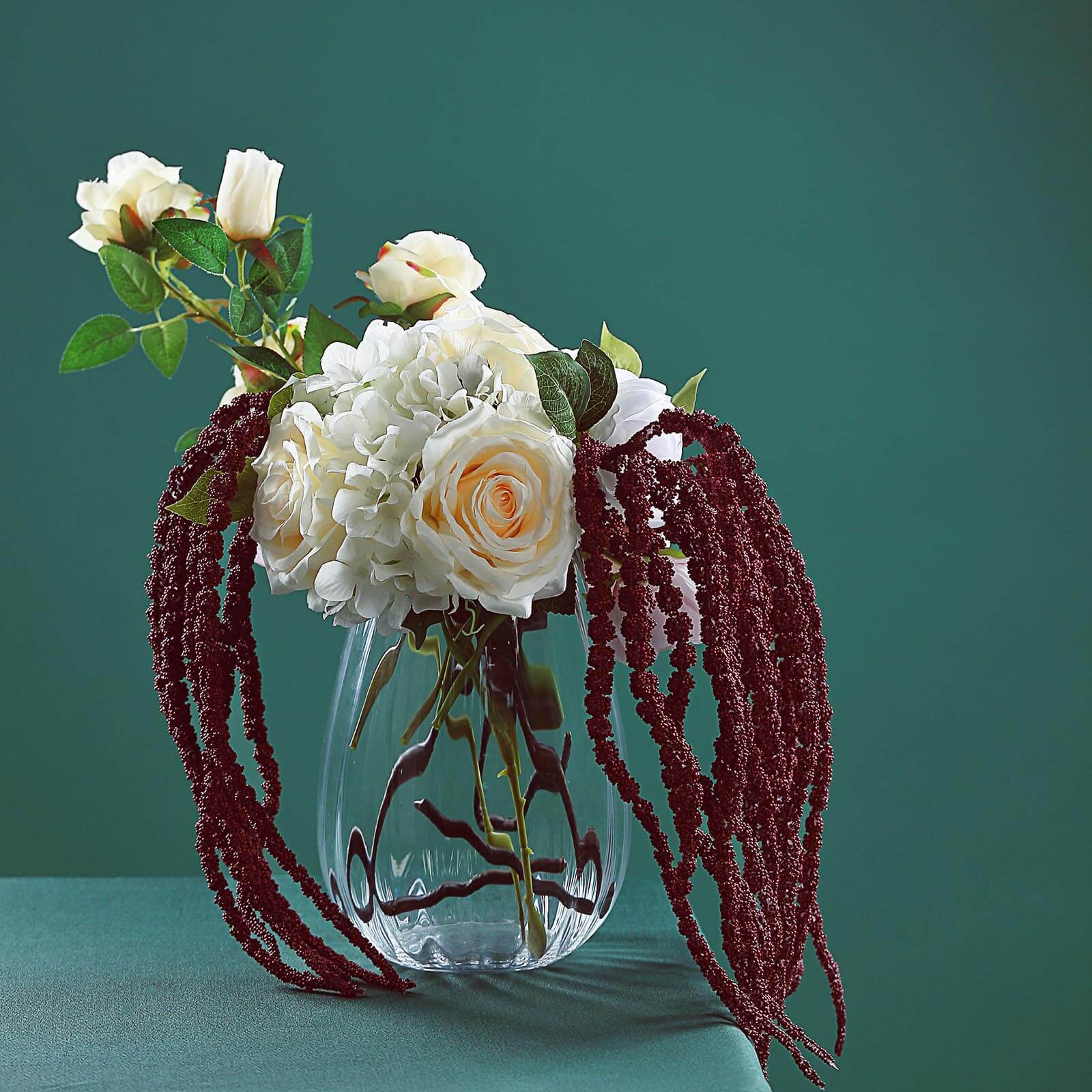 2 Pack 32 Inch Artificial Amaranthus with Burgundy Ivy Leaves