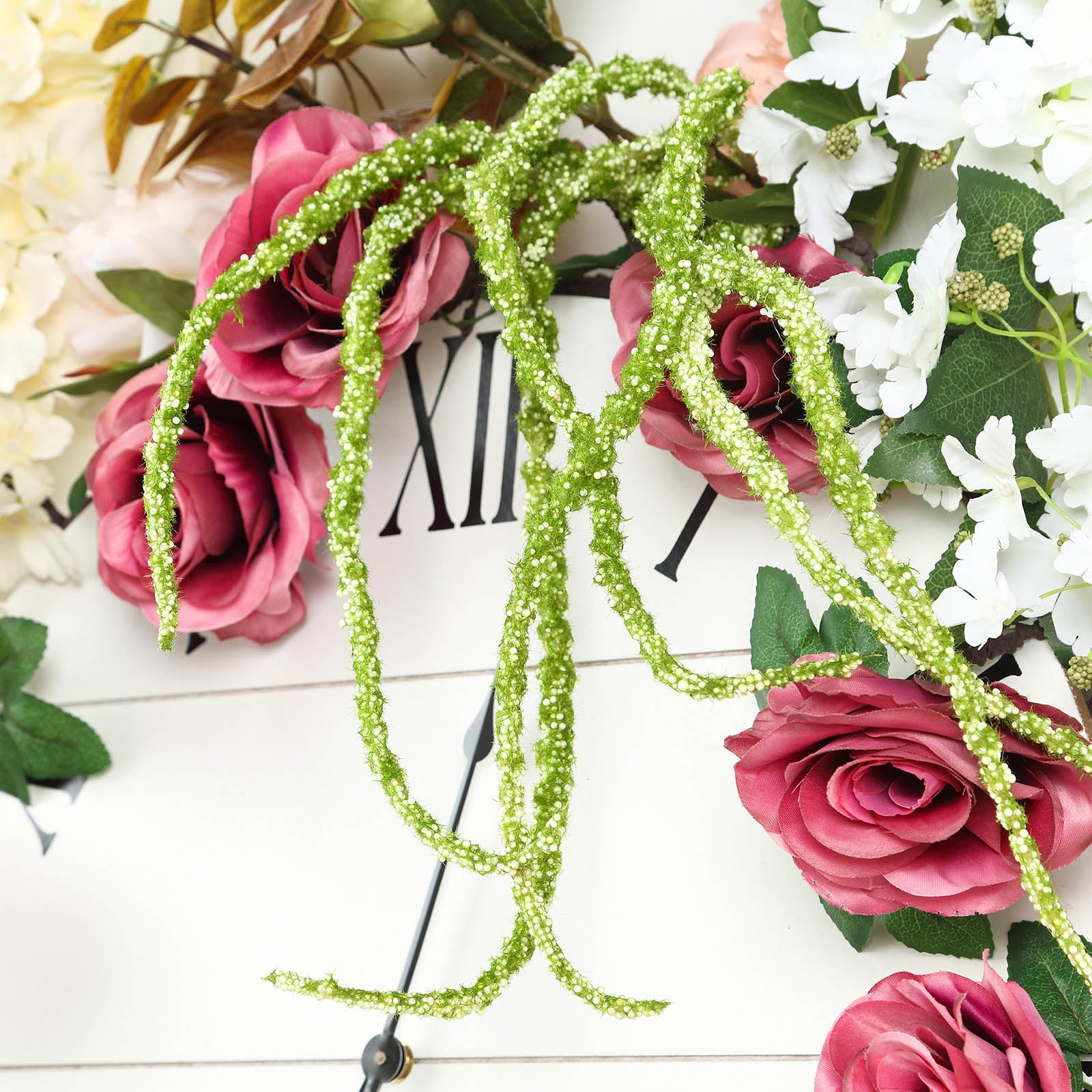 2 Pack | Green Artificial Amaranthus Flower Stem Spray & Ivy Leaves | 32inch