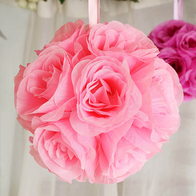 Versatile Uses of the Pink Artificial Silk Rose Kissing Ball
