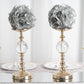 7" Silver Artificial Silk Rose Kissing Ball on elegant stands.