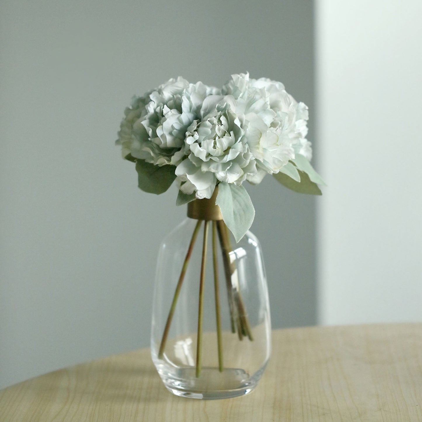 11 Inch Peonies Flower Bouquet In Silver Blue