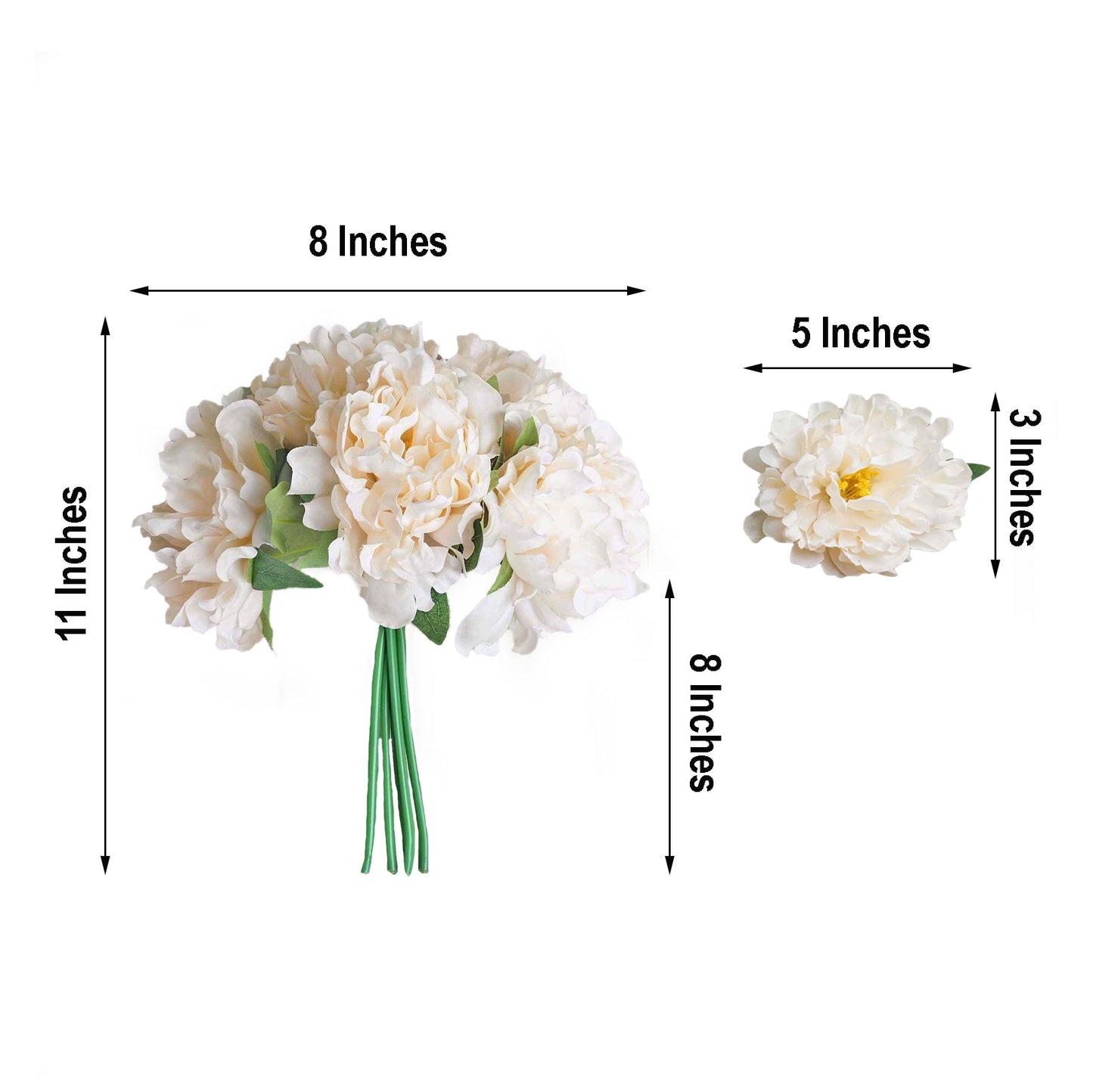 11inch Blush / Cream Real Touch Artificial Silk Peonies Flower Bouquet