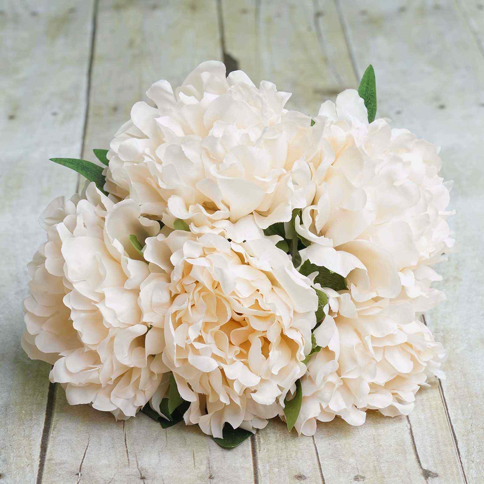 11inch Blush / Cream Real Touch Artificial Silk Peonies Flower Bouquet