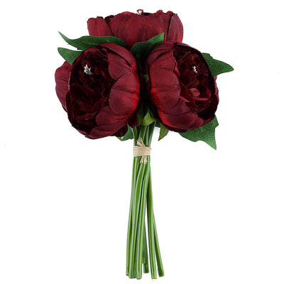 Lifelike Elegance of Burgundy Peony Bouquet