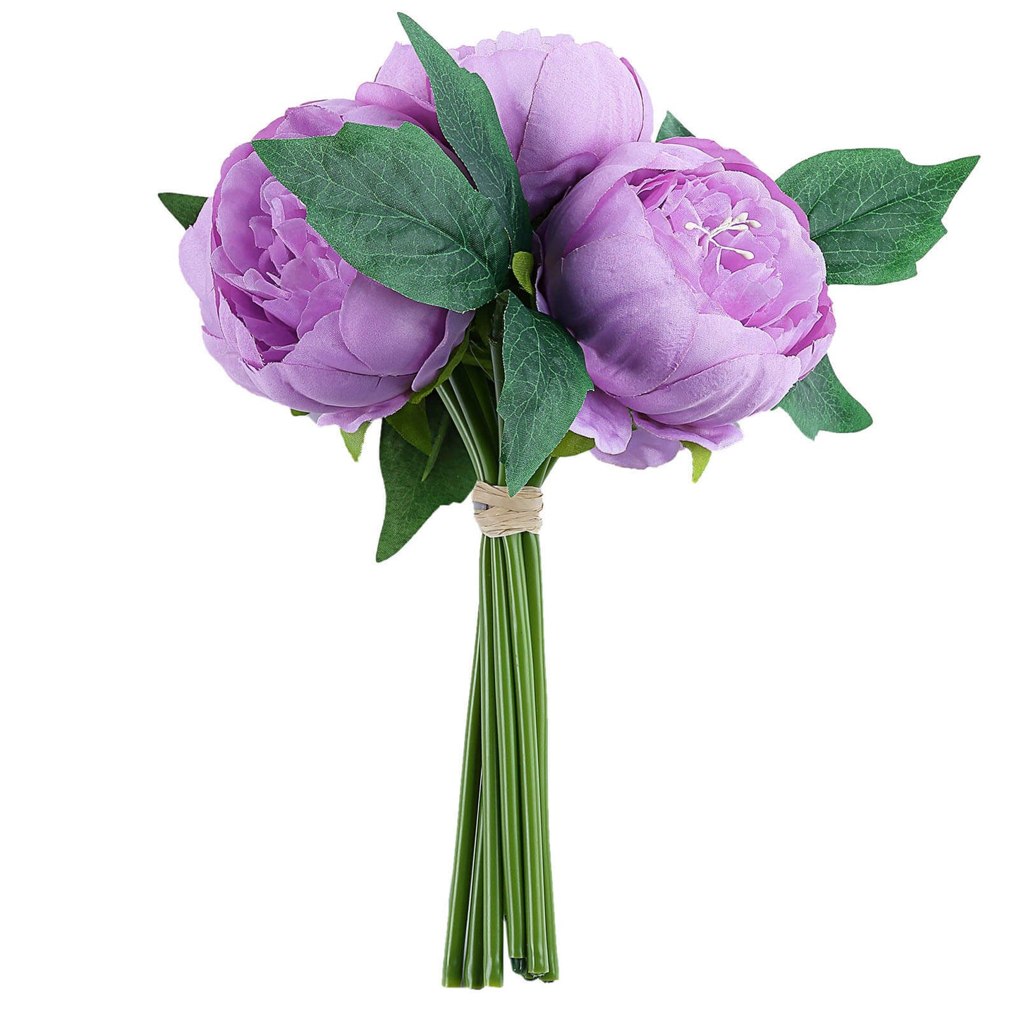 Peony 5 Flower Head Artificial Silk Spray Bouquet in Lavender Color