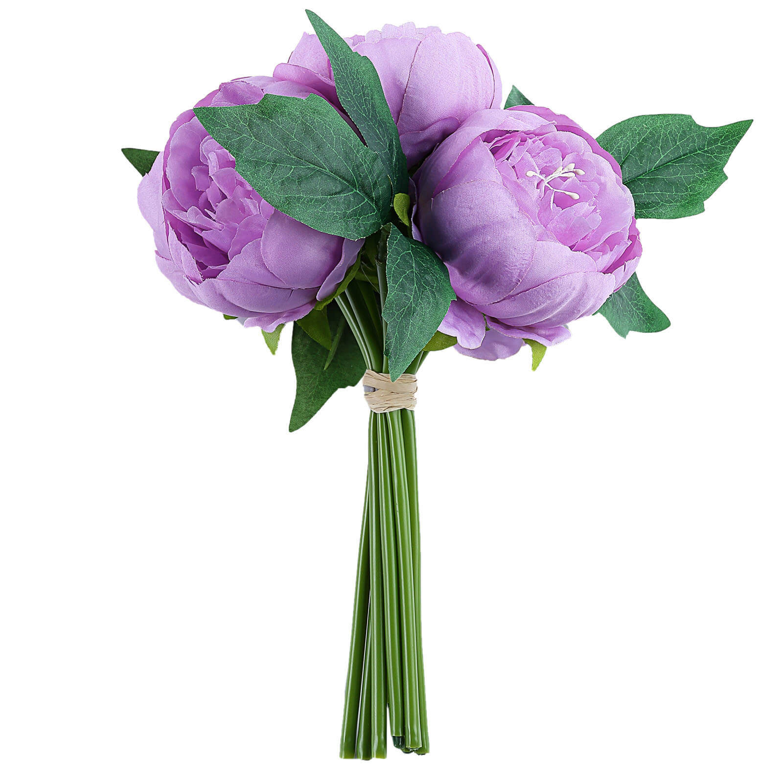 Peony 5 Flower Head Artificial Silk Spray Bouquet in Lavender Color