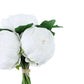 5 Artificial Silk Peony Flower Head Spray Bouquet in White Color