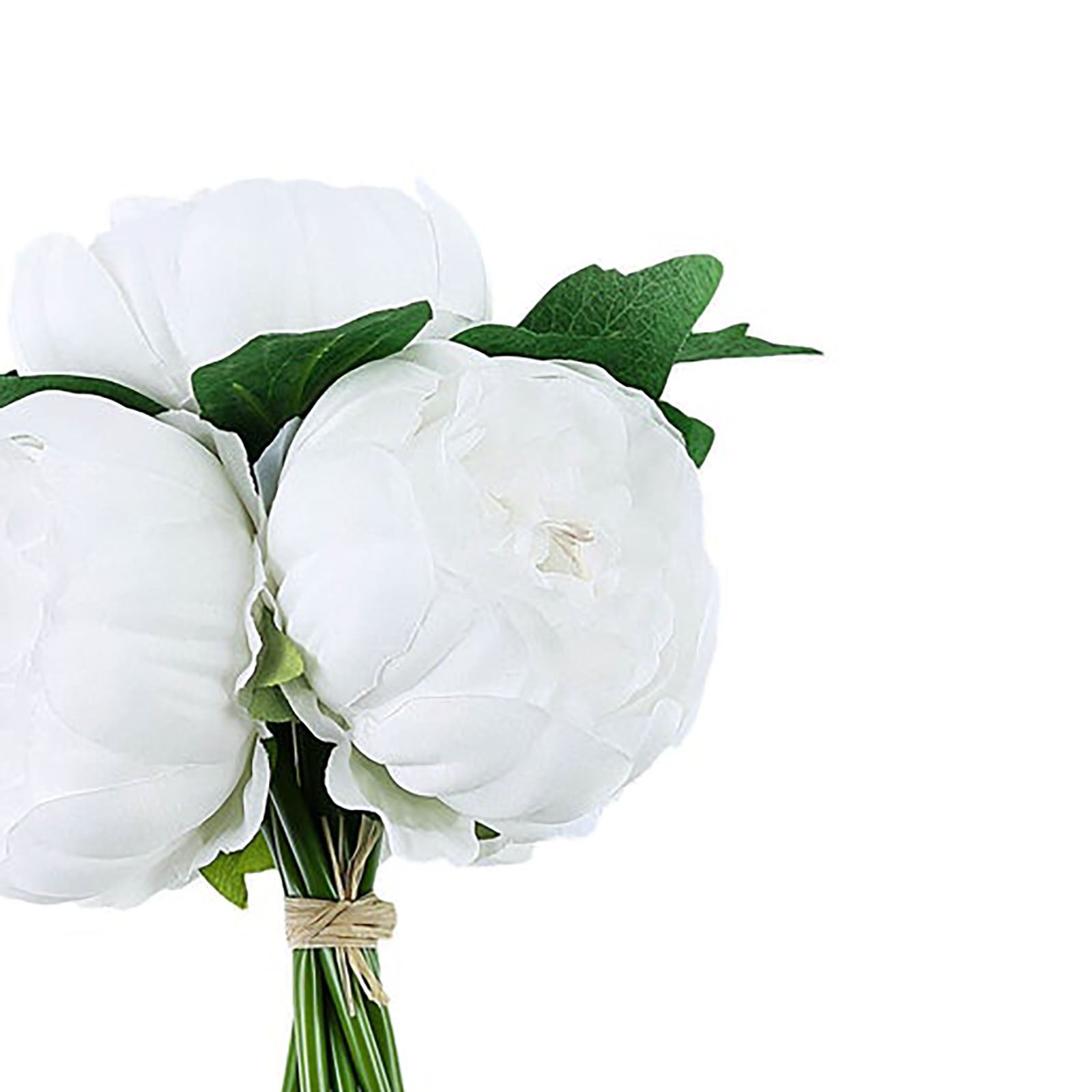 5 Artificial Silk Peony Flower Head Spray Bouquet in White Color