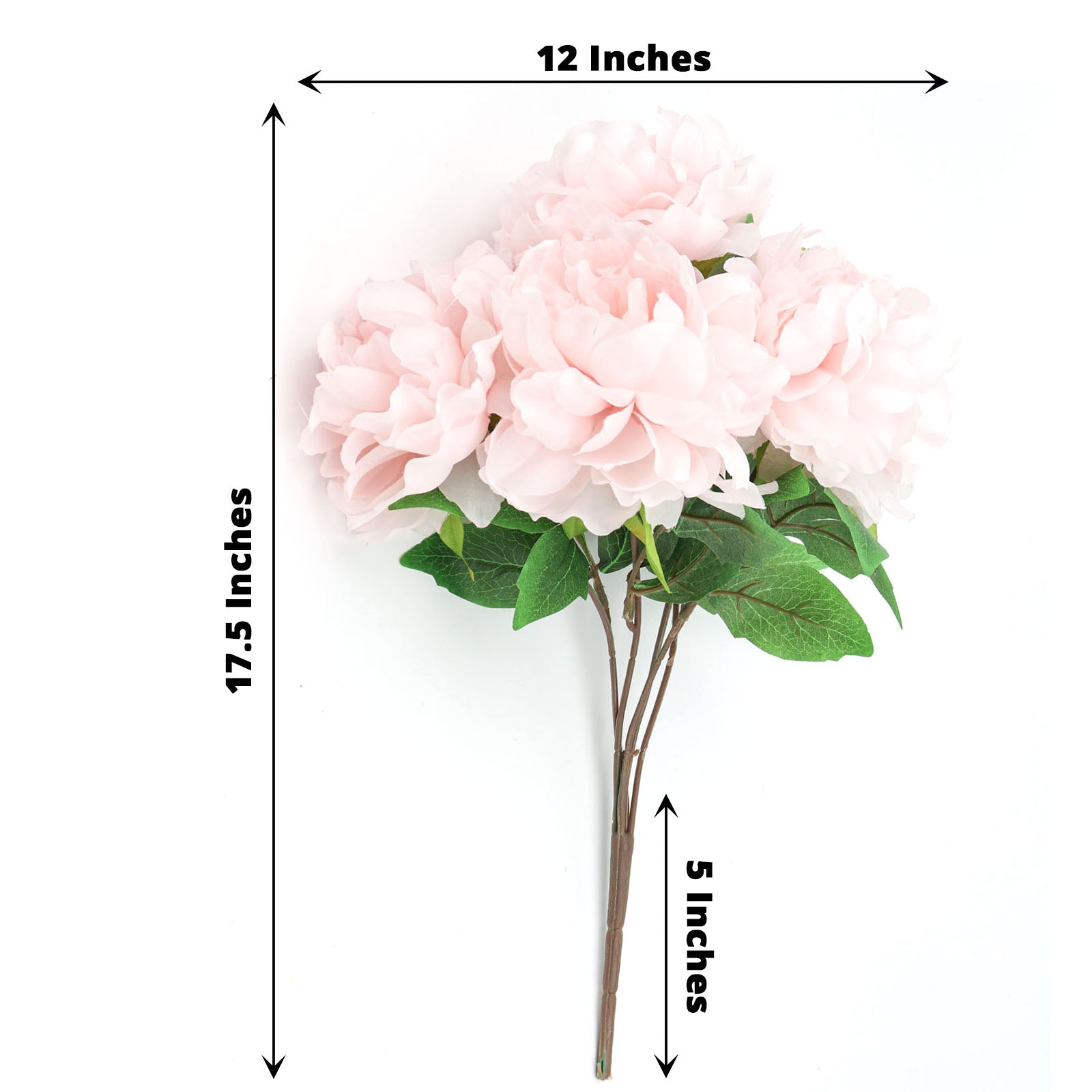 Blush Rose Gold Artificial Silk Peony Flower Spray 17 Inch
