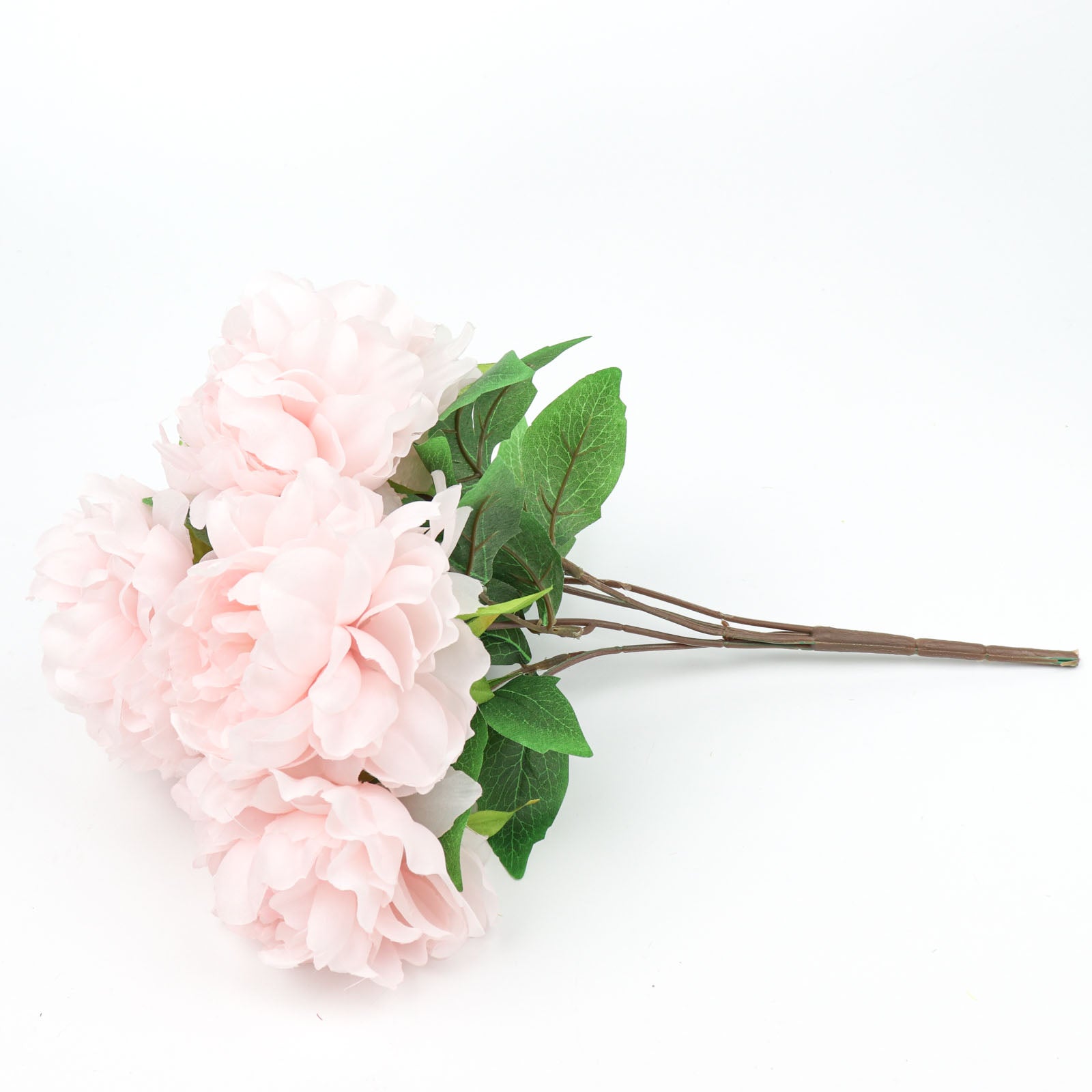 Peony Silk Artificial Flower Spray Bouquet In Blush Rose Gold 17 Inch