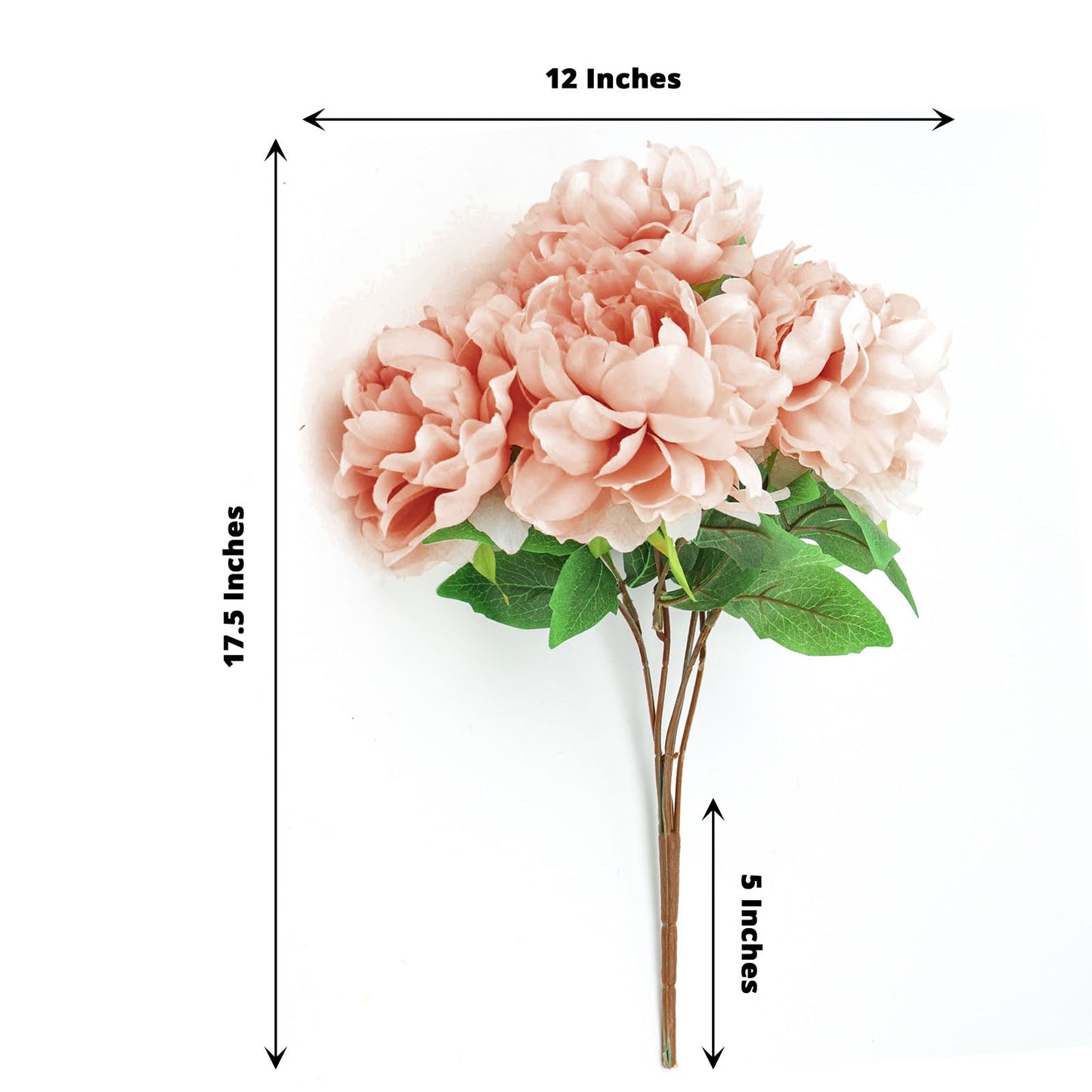 Dusty Rose Artificial Silk Peony Flower Spray 17 Inch