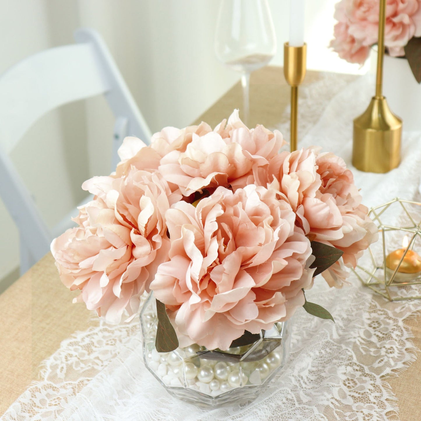 17 Inch 2 Dusty Rose Artificial Silk Peony Flower Bushes