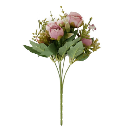 Silk Artificial Mini Ranunculus Flowers In Dusty Rose 4 Pack 12 Inch
