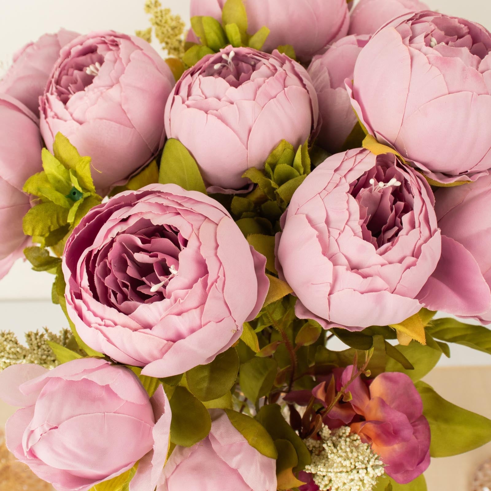 2 Pack | 19inch Lavender Lilac Artificial Peony Flower Wedding Bouquets, Silk Flower