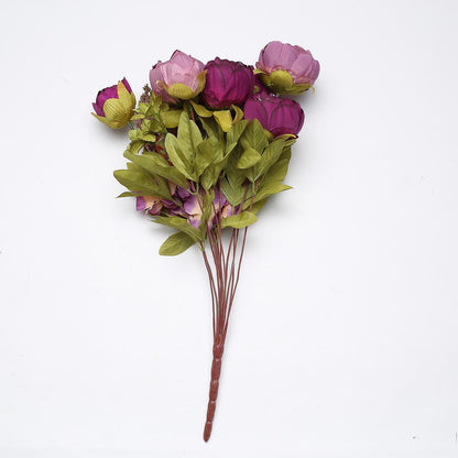 Two Pack of 19 Inch Tall Purple Silk Peony Bouquets