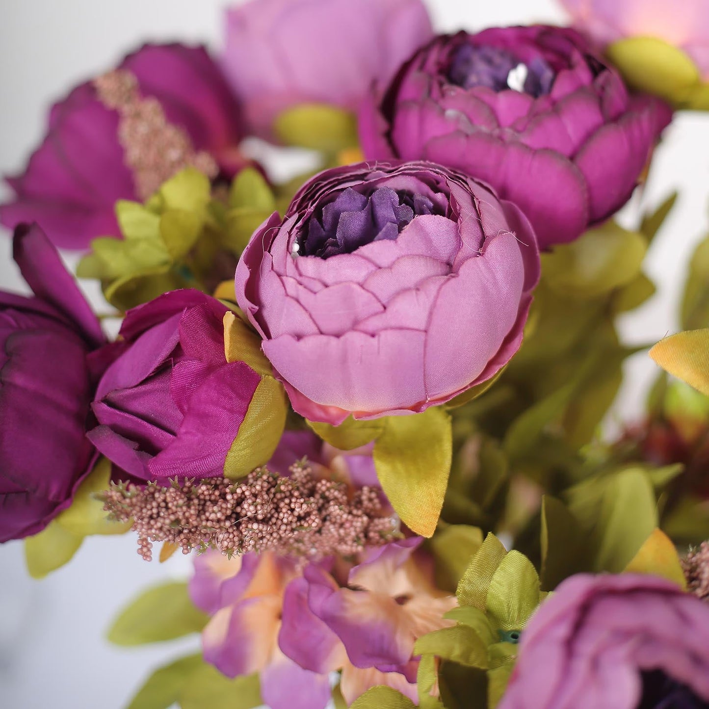 19 Inch Tall Purple Silk Peony Bouquet Two Pack