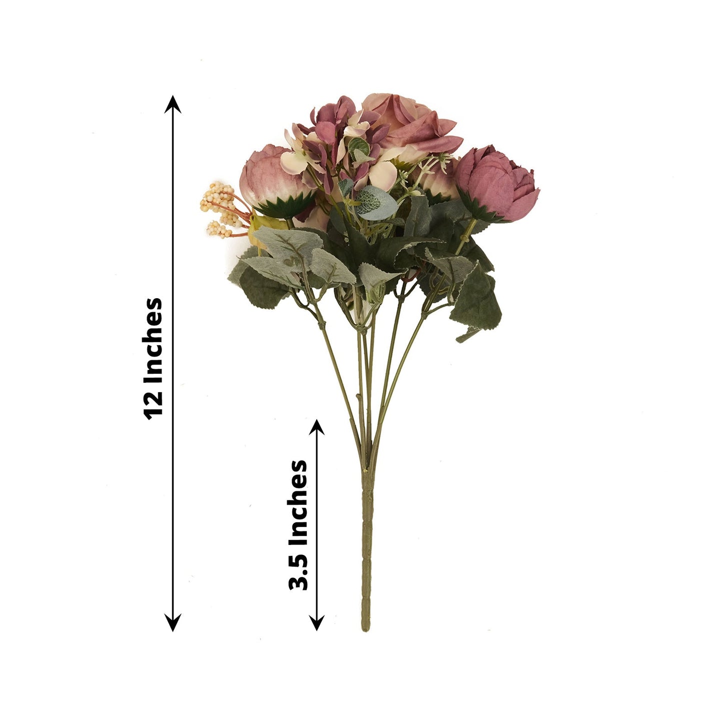 2 Pack Artificial Dusty Rose Silk Peony Flowert Bouquets 12 Inch 