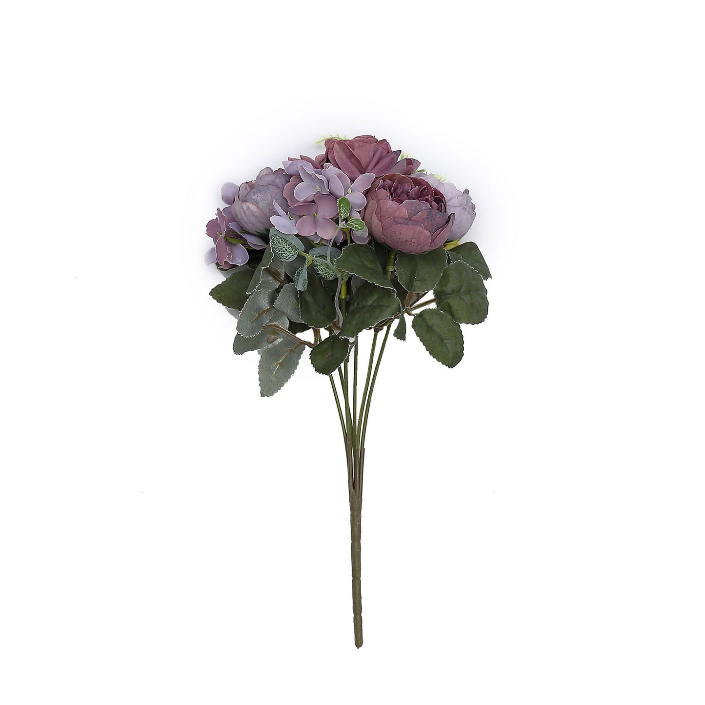 12 Inch Artificial Silk Peony Bouquets In Purple Color 2 Pack