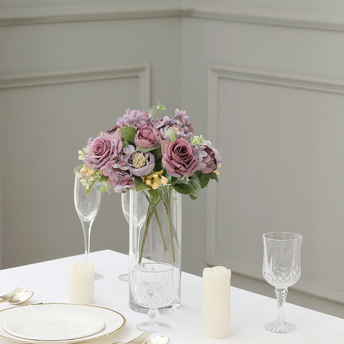 12 Inch Purple Silk Artificial Peony Flower Bouquets 2 Pack