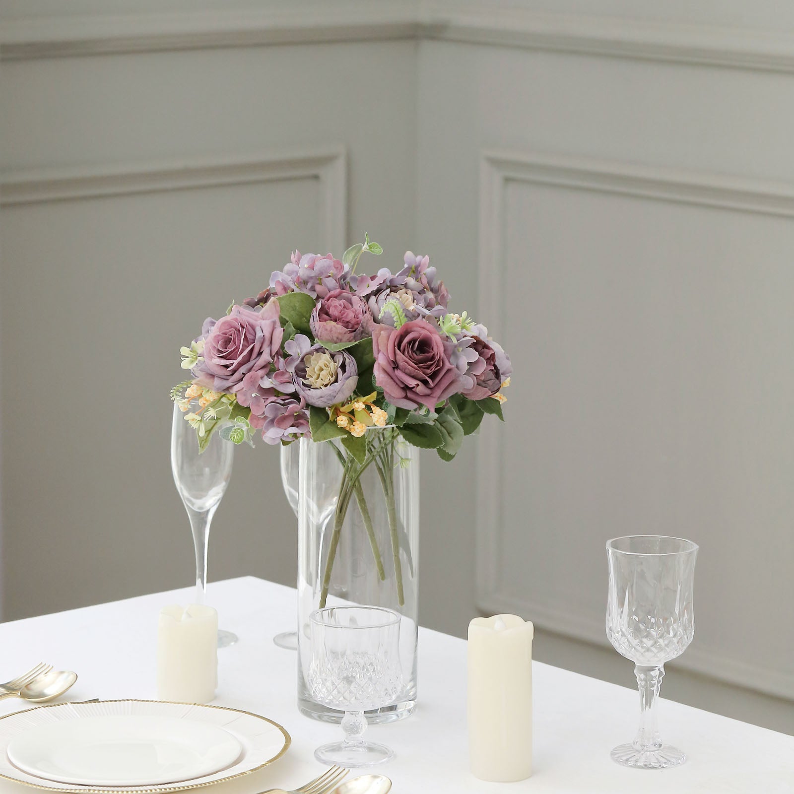 12 Inch Purple Silk Artificial Peony Flower Bouquets 2 Pack