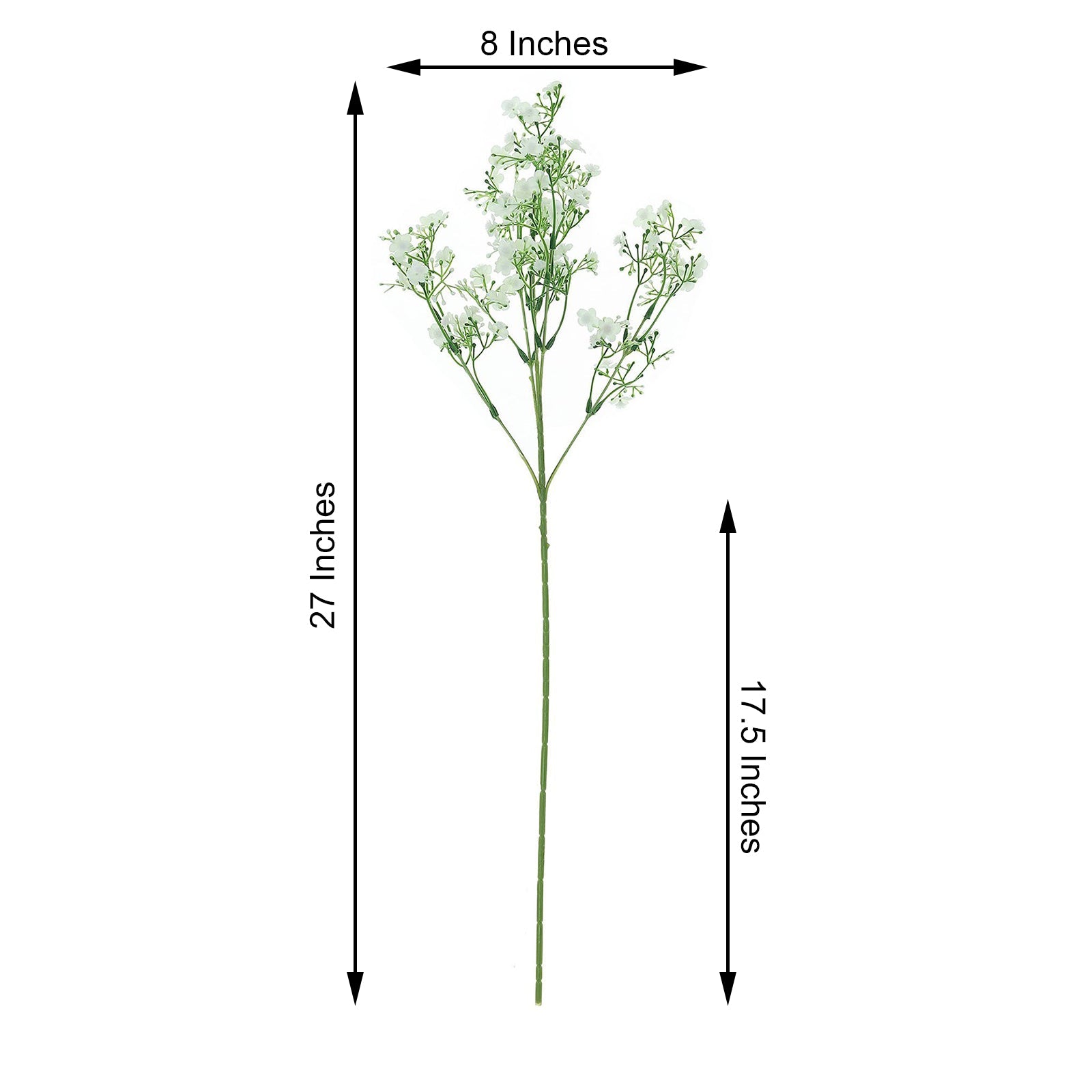 4 Stems 27 Inch Babys Breath Flowers in White Artificial Silk