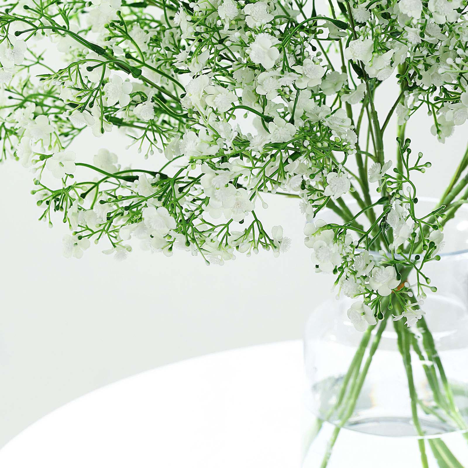 4 Stems 27 Inch White Gypsophila Flowers Artificial Silk